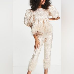 ASOS EDITION metallic jacquard tassel set